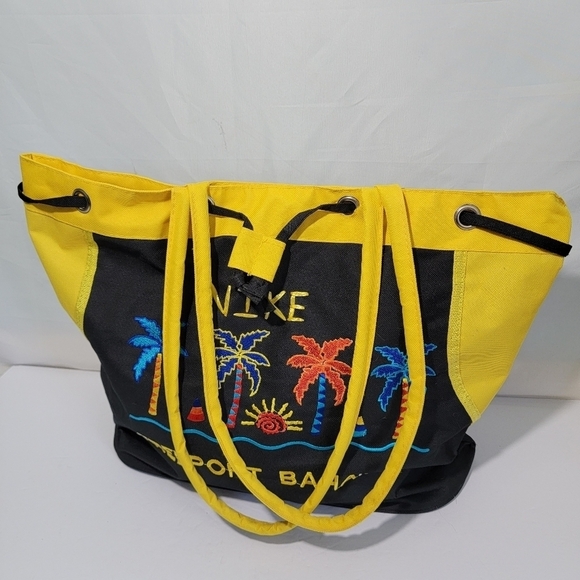 Island Bahama Dreams NIKE FREEPORT BAHAMAS Black/Yellow Canvas Tote Bag Size L - Picture 2 of 11
